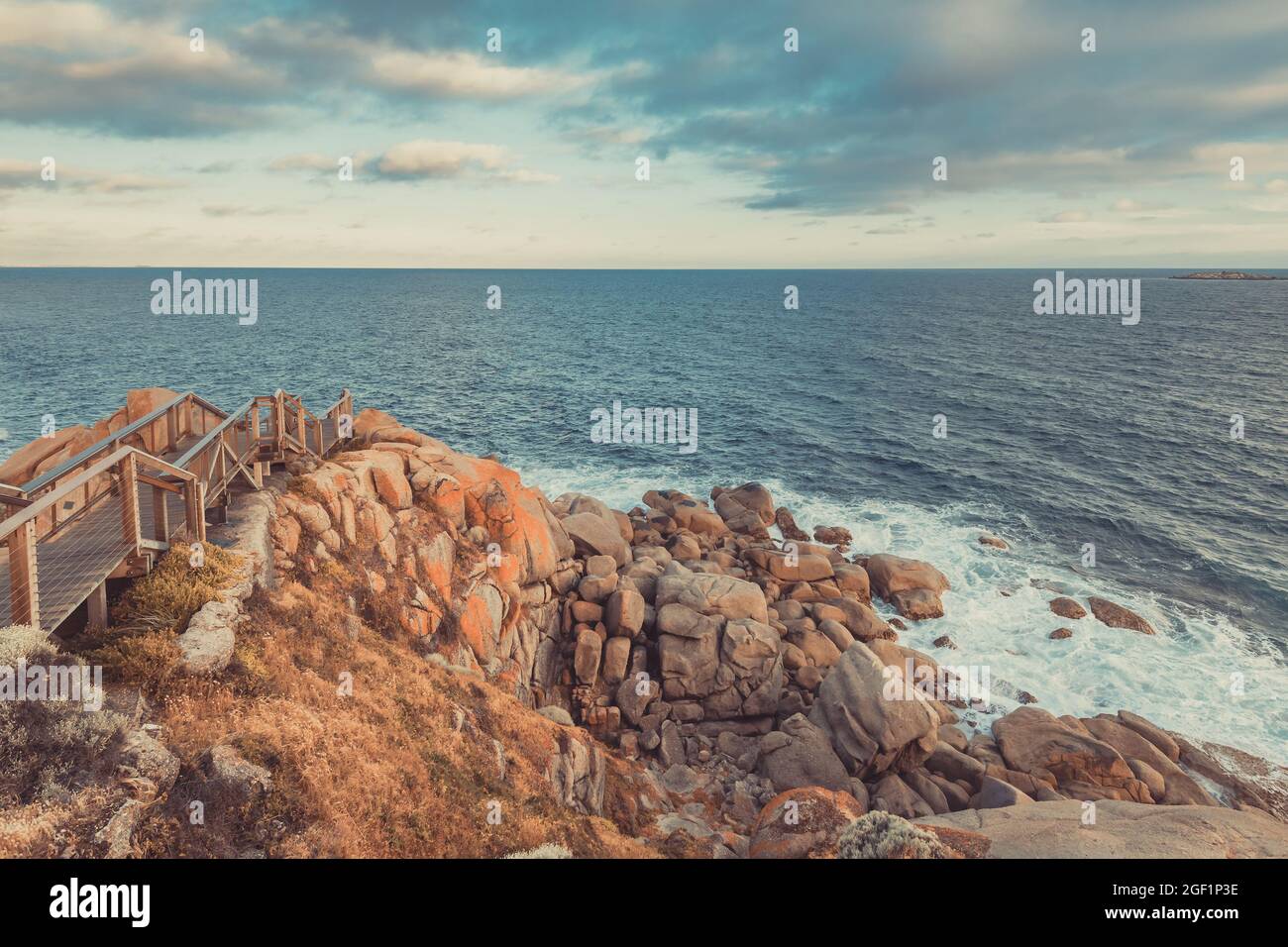 Encounter bay at sunset viewed from Granite Island, South Australia