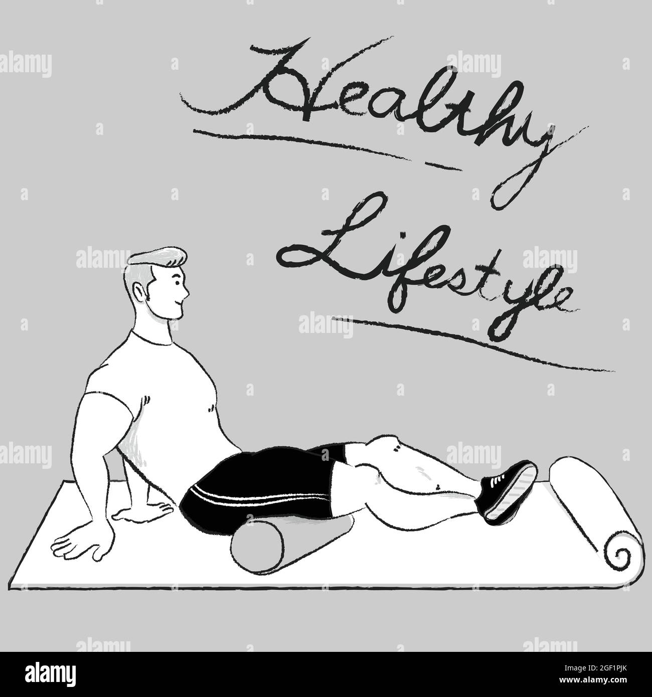 Foam roller exercise explanation and execution with a trainer. Vector Stock Vector Image & Art