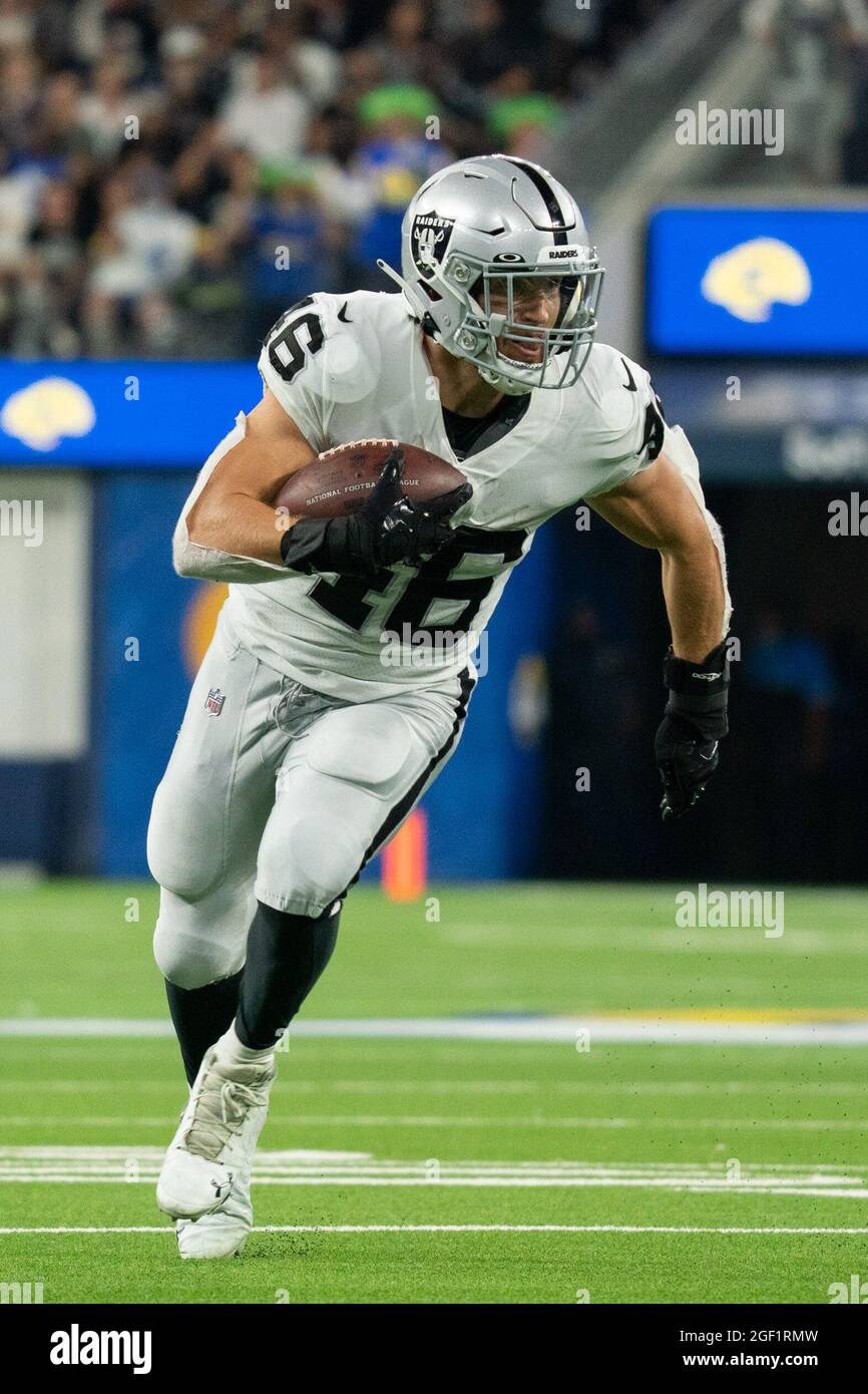 Los Angeles Rams cornerback Donovan Olumba (49) during a NFL preseason game  against the Las Vegas Raiders, Saturday, August 21, 2021, in Inglewood, CA.  The Raiders defeated the Rams 17-16. (jon Endow/Image