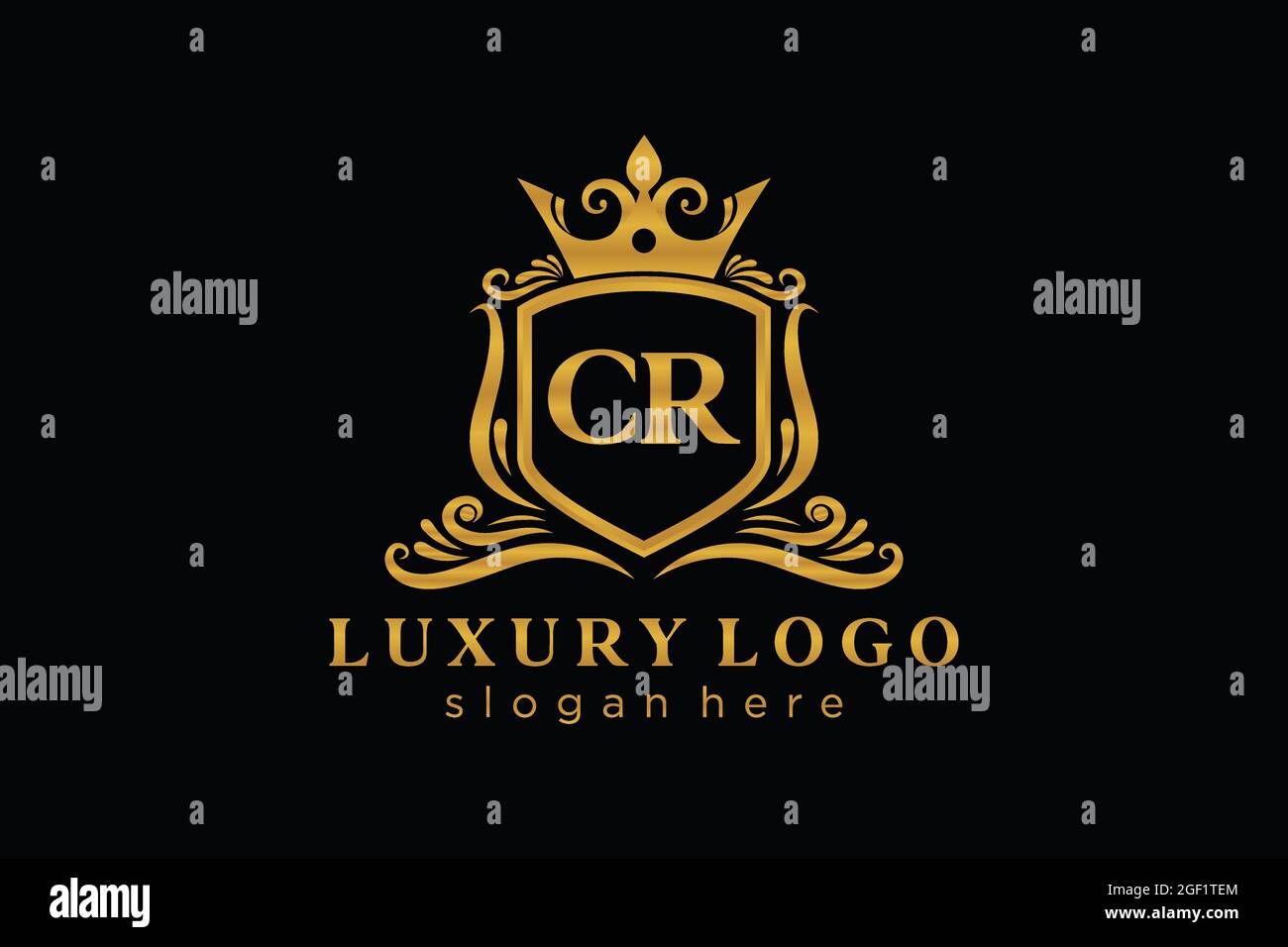 CR Letter Royal Luxury Logo template in vector art for Restaurant, Royalty, Boutique, Cafe, Hotel, Heraldic, Jewelry, Fashion and other vector illustr Stock Vector