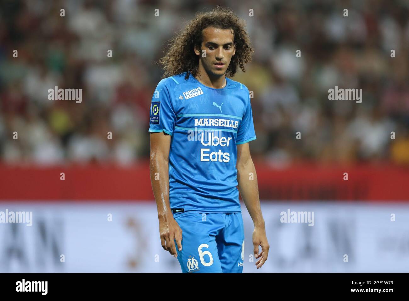 Nice, France, 22nd August 2021. Matteo Guendouzi of Olympique De Marseille during the Lique 1 match at Allianz Riviera Stadium, Nice. Picture credit should read: Jonathan Moscrop / Sportimage Stock Photo