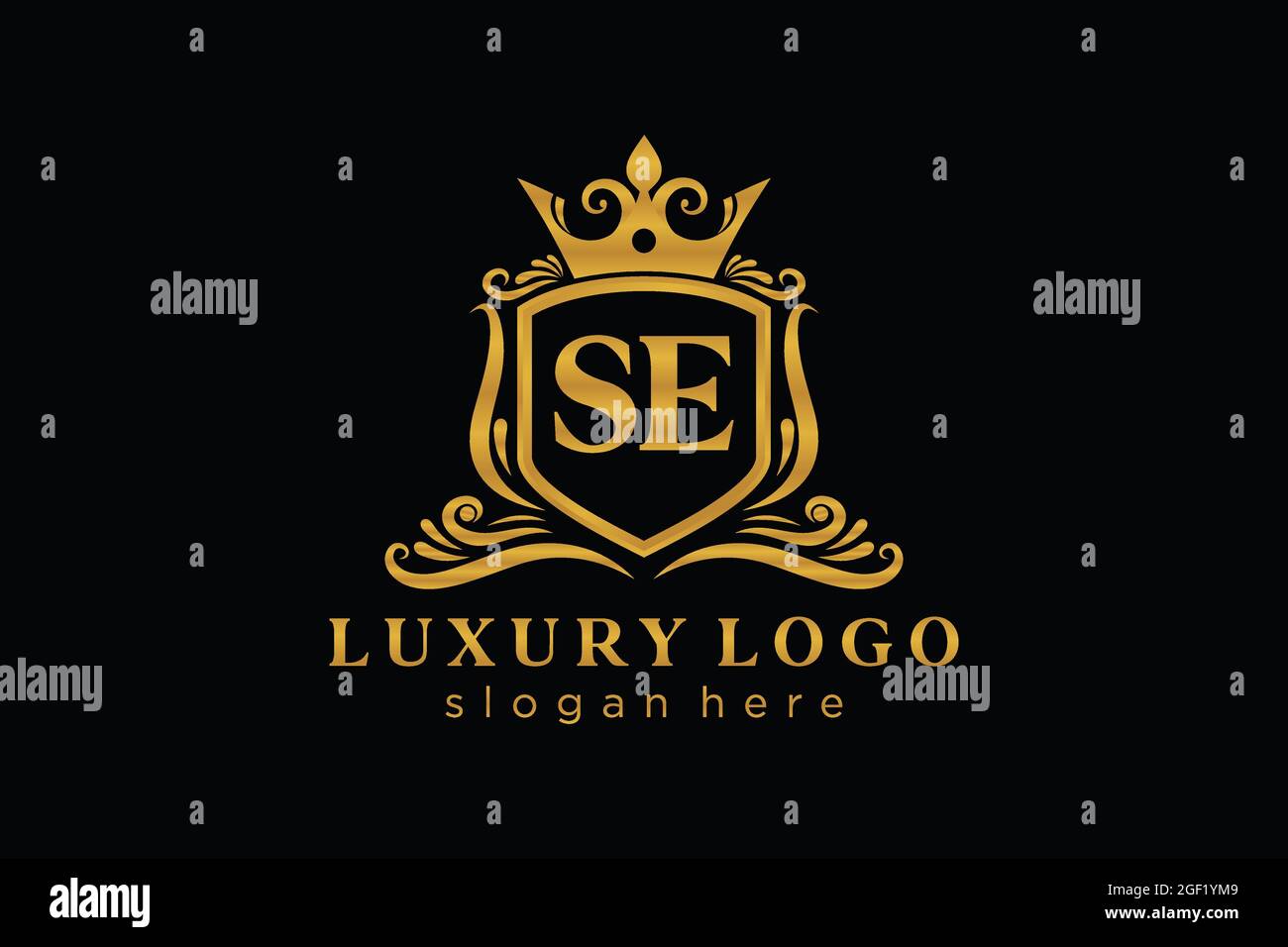 SE Letter Royal Luxury Logo template in vector art for Restaurant, Royalty, Boutique, Cafe, Hotel, Heraldic, Jewelry, Fashion and other vector illustr Stock Vector