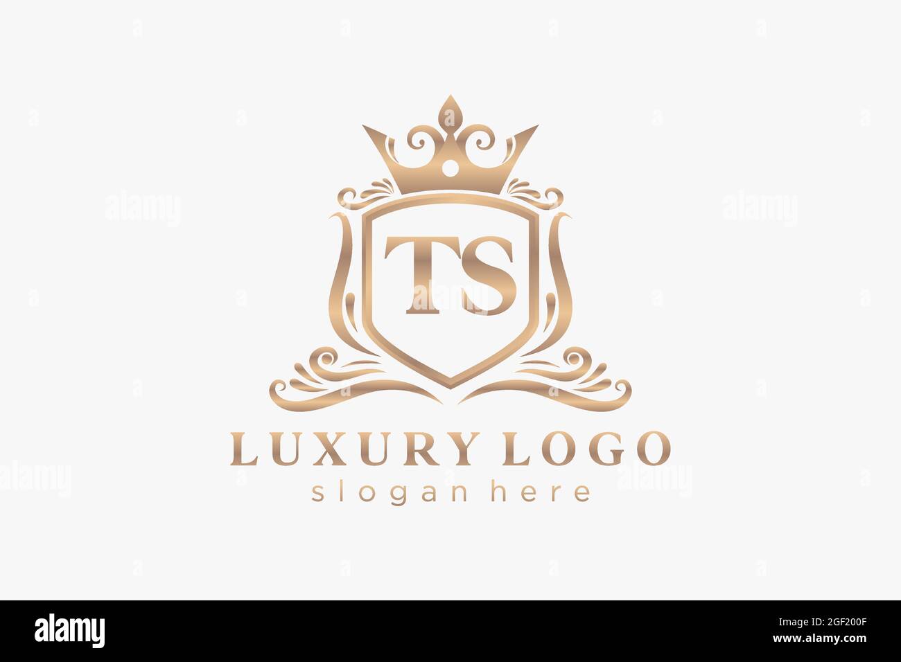 TS Letter Royal Luxury Logo template in vector art for Restaurant, Royalty, Boutique, Cafe, Hotel, Heraldic, Jewelry, Fashion and other vector illustr Stock Vector
