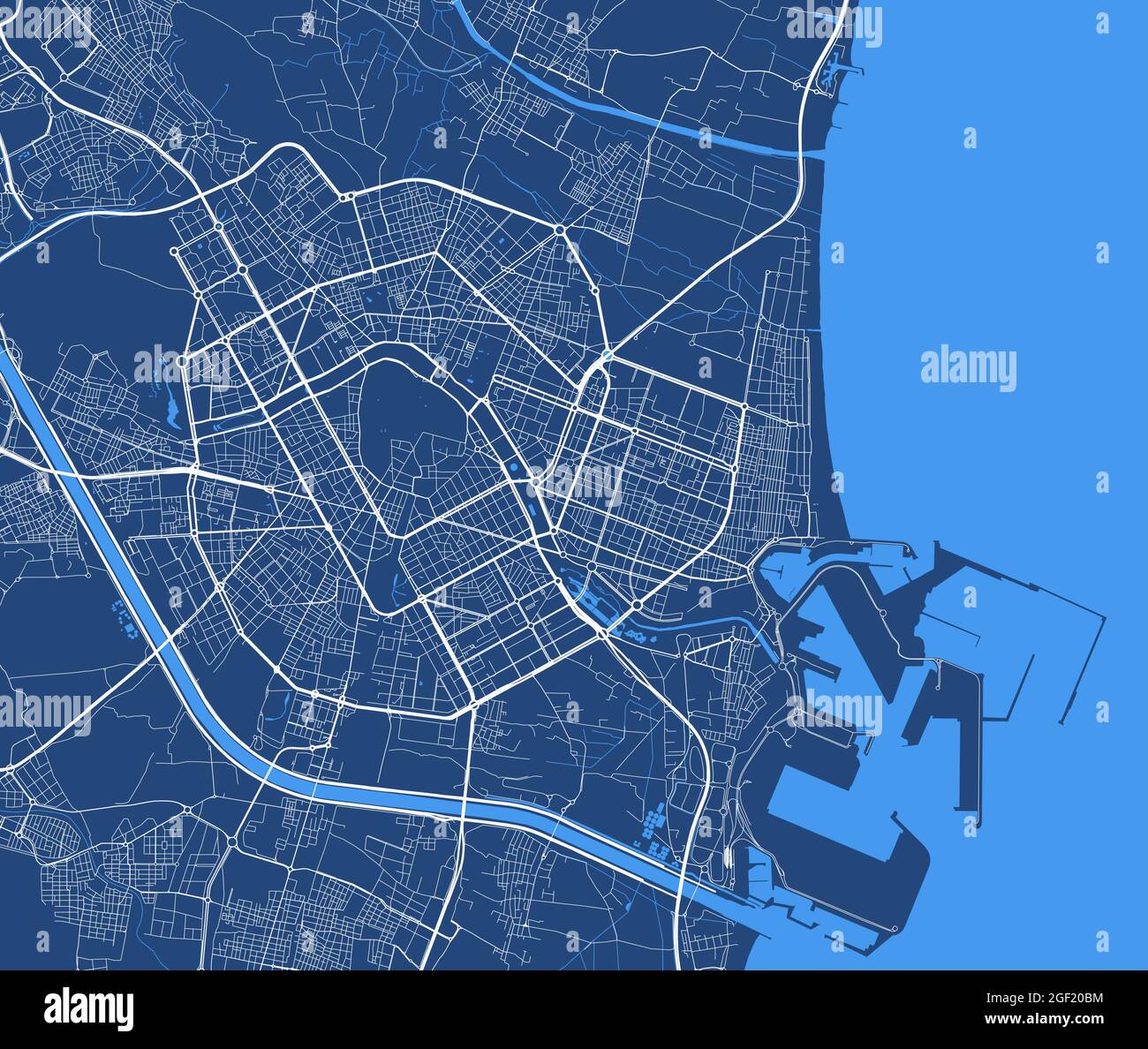 Detailed Map Poster Of Valencia City Administrative Area Cityscape Detailed Map Poster Of Valencia City Administrative Area Cityscape Panorama Decorative Graphic Tourist Map Of Valencia Territory Royalty Free Vecto 2GF20BM