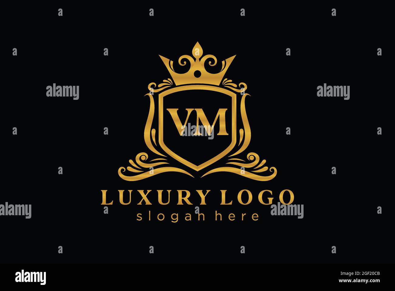VM Letter Royal Luxury Logo template in vector art for Restaurant ...