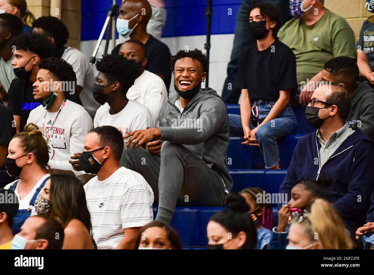 UCLA Bruins guard Jaylen Clark attends the 2021 CIF Southern Section Championship basketball game on Friday, June 11, 2021, in Chatsworth. Centennial Stock Photo