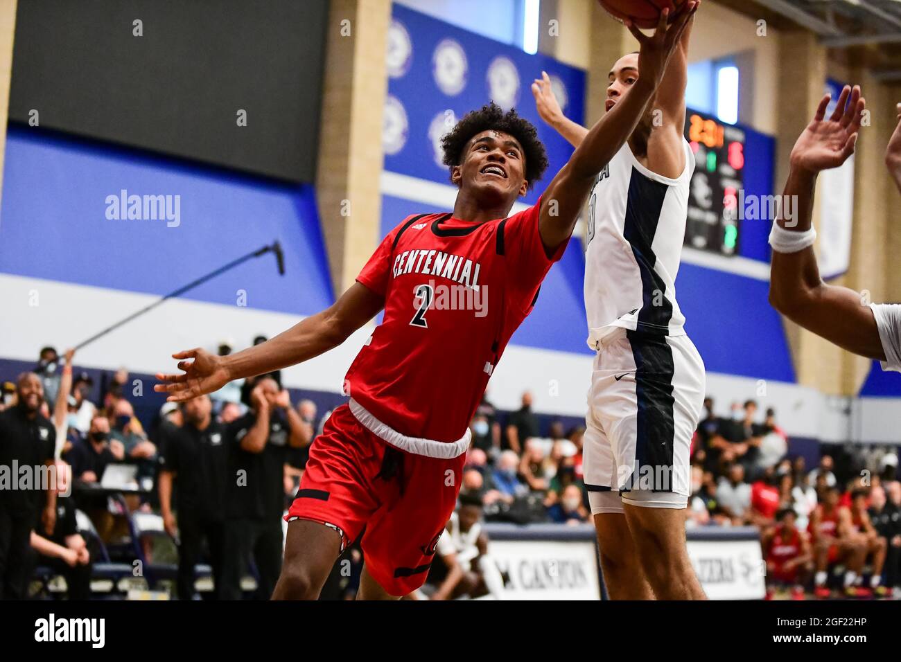 Centennial Huskies guard Donovan Dent (2) during the 2021 CIF Southern Section Championship basketball game on Friday, June 11, 2021, in Chatsworth. C Stock Photo