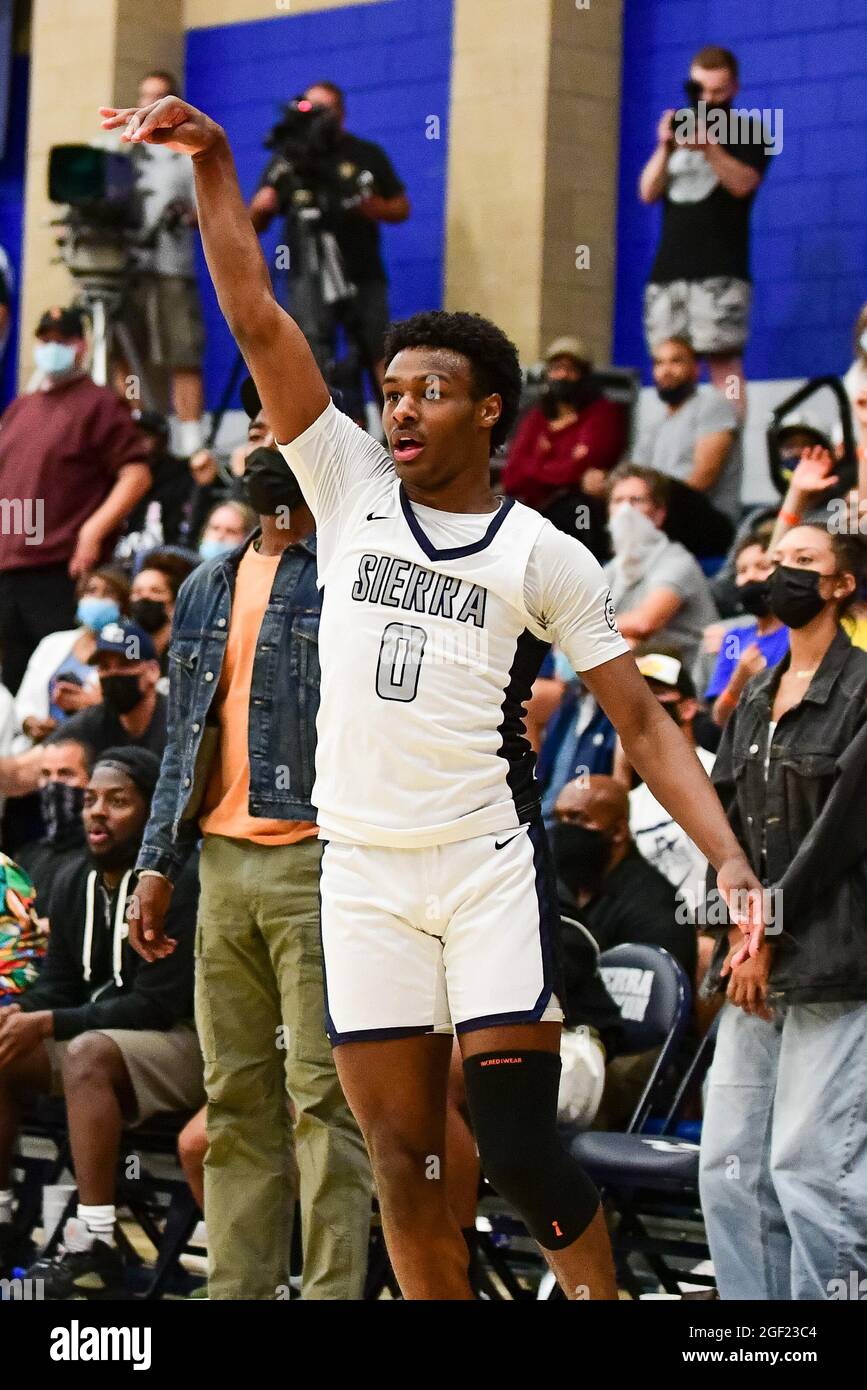 Chatsworth, United States. 11th June, 2021. Sierra Canyon Trailblazers  guard Bronny James (0) during the 2021 CIF Southern Section Championship  basketball game on Friday, June 11, 2021, in Chatsworth. Centennial  defeated Sierra