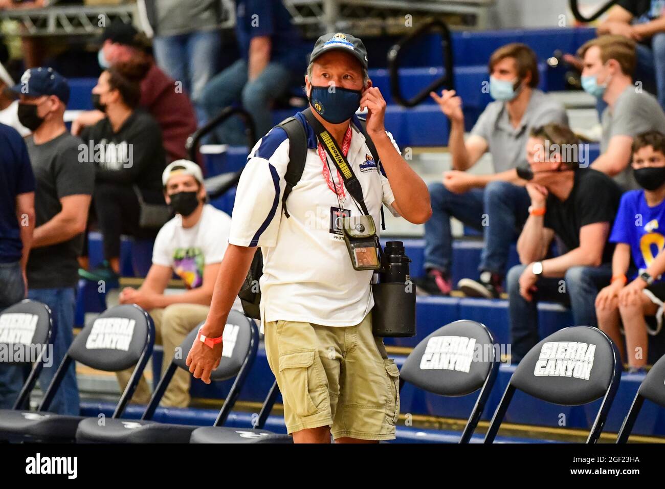 CIF Southern Section photographer Heston Quan arrives during the 2021 CIF Southern Section Championship basketball game on Friday, June 11, 2021, in C Stock Photo