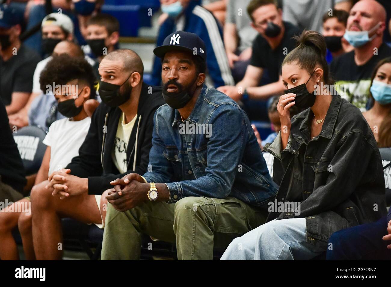 Former NBA star J.R. Smith looks on during the 2021 CIF Southern Section Championship basketball game on Friday, June 11, 2021, in Chatsworth. Centenn Stock Photo