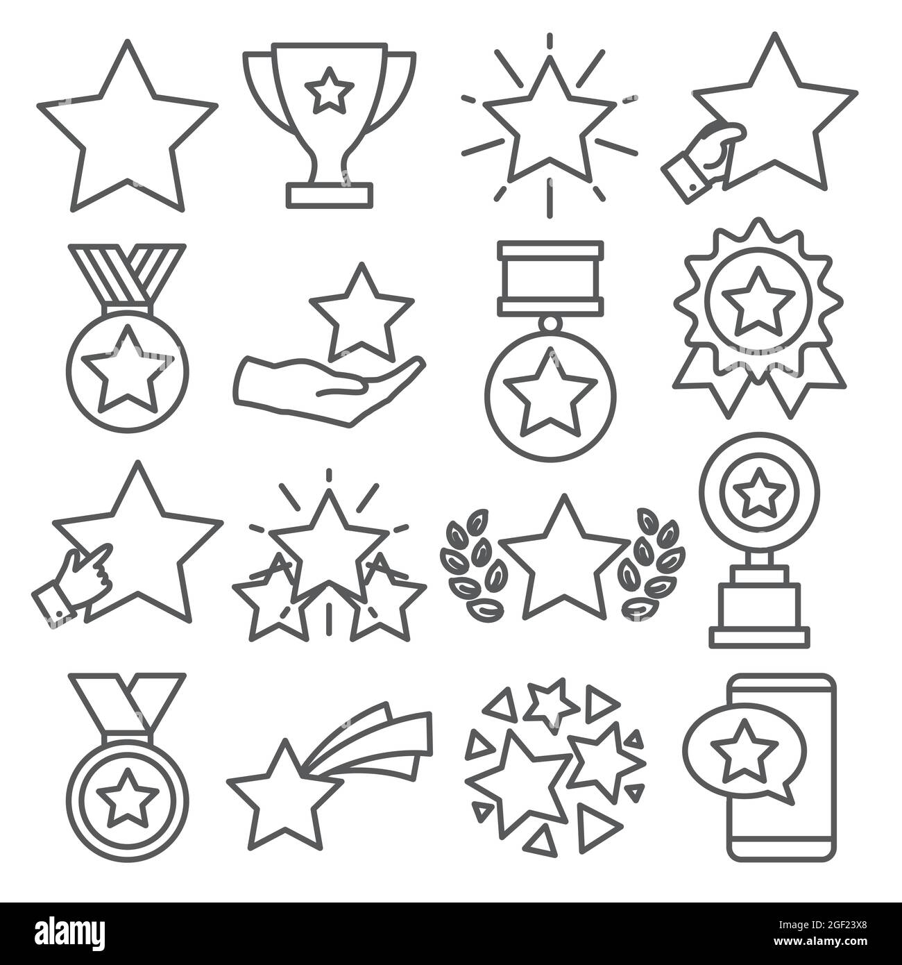 Star line icons set on white background Stock Vector