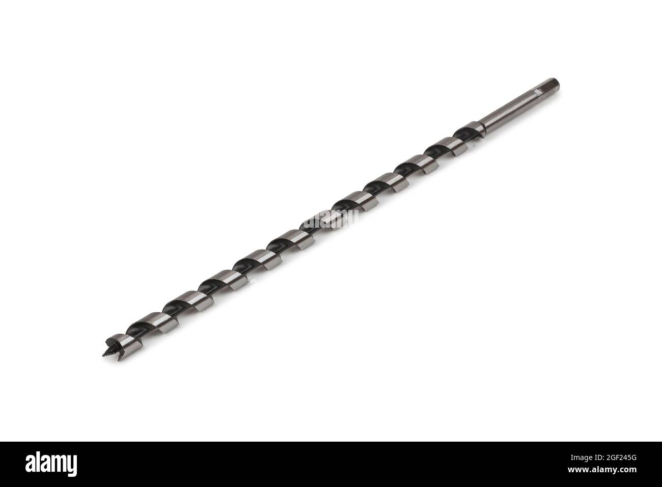 Long drill bit for wood on a white background. Wood drill bit isolated