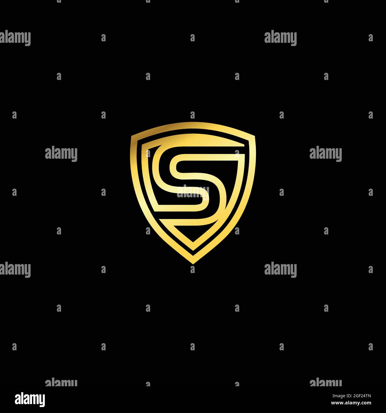 Letter S emblem logo. Elegant logo vector design with golden shield ...