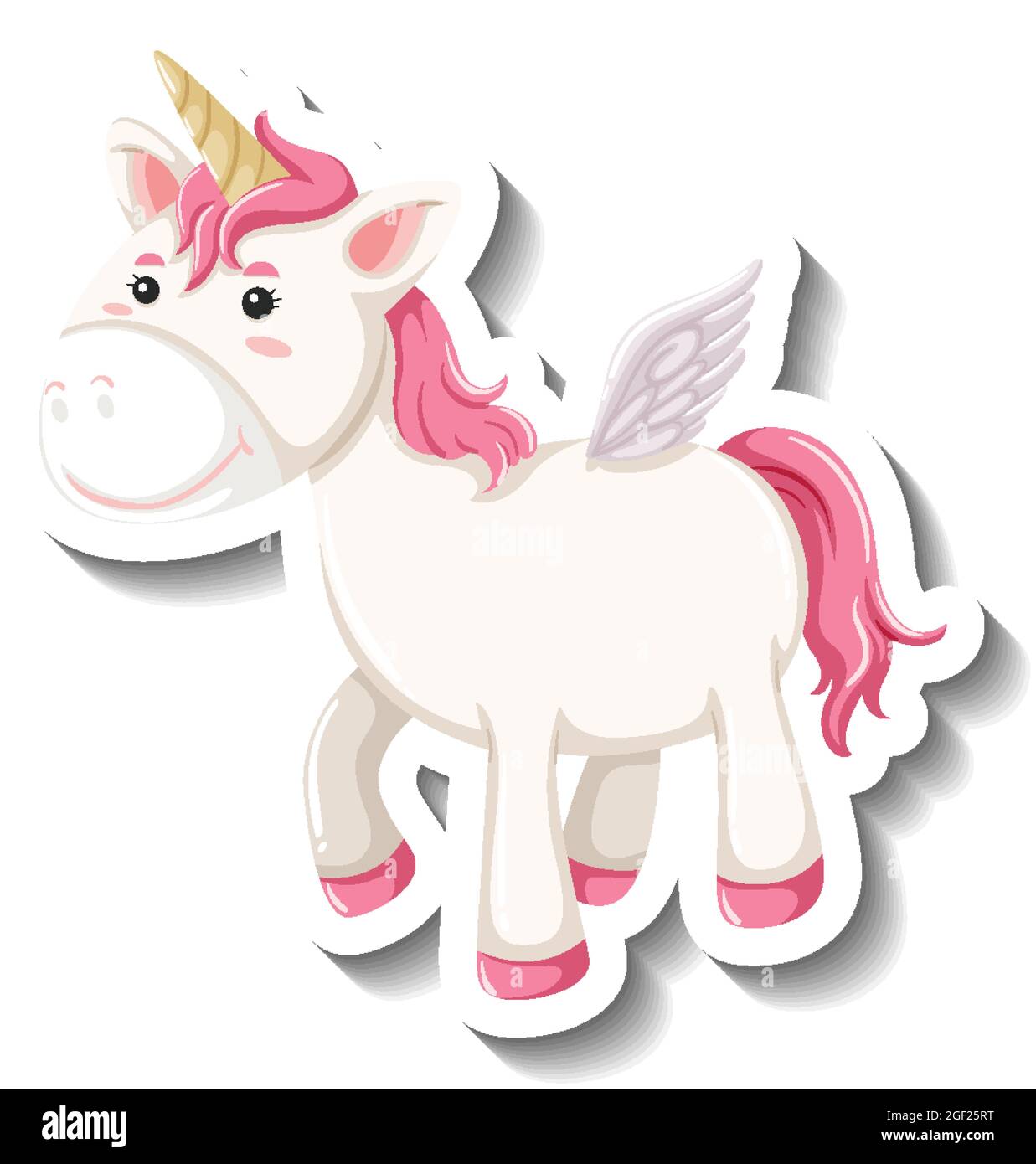 Cute pegasus standing pose on white background illustration Stock Vector