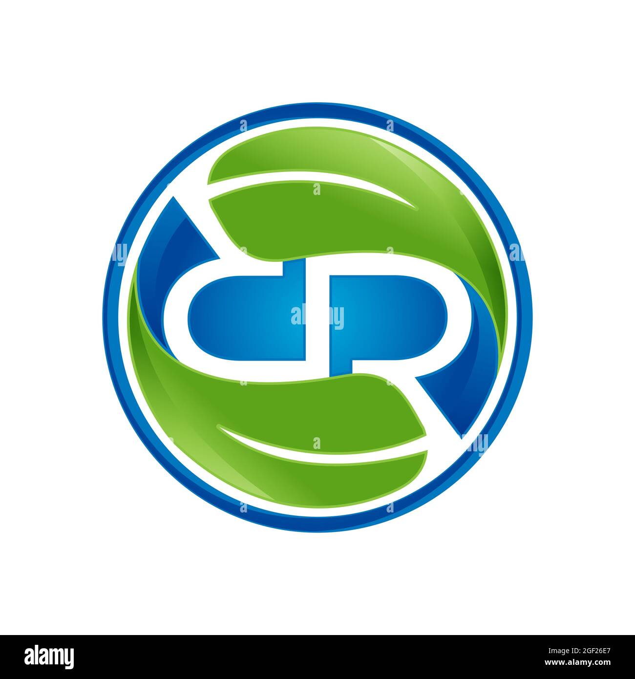 RR letter with leaf for element design symbol. Vector illustration EPS.8 EPS.10 Stock Vector