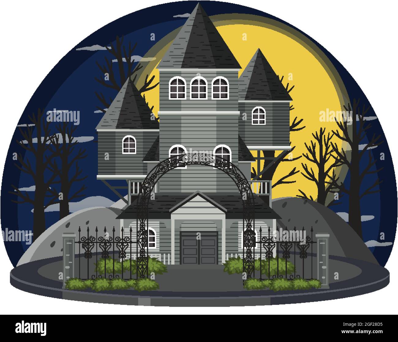 Haunted house at night scene illustration Stock Vector Image & Art - Alamy