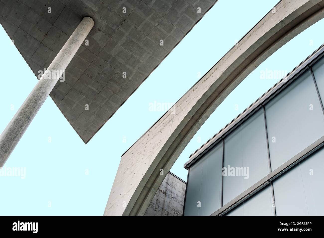 Berlin, Germany - July 30, 2019: Contemporary architecture detail. Concrete facade in Marie-Elisabeth-Lüders-Haus building in Government District of B Stock Photo