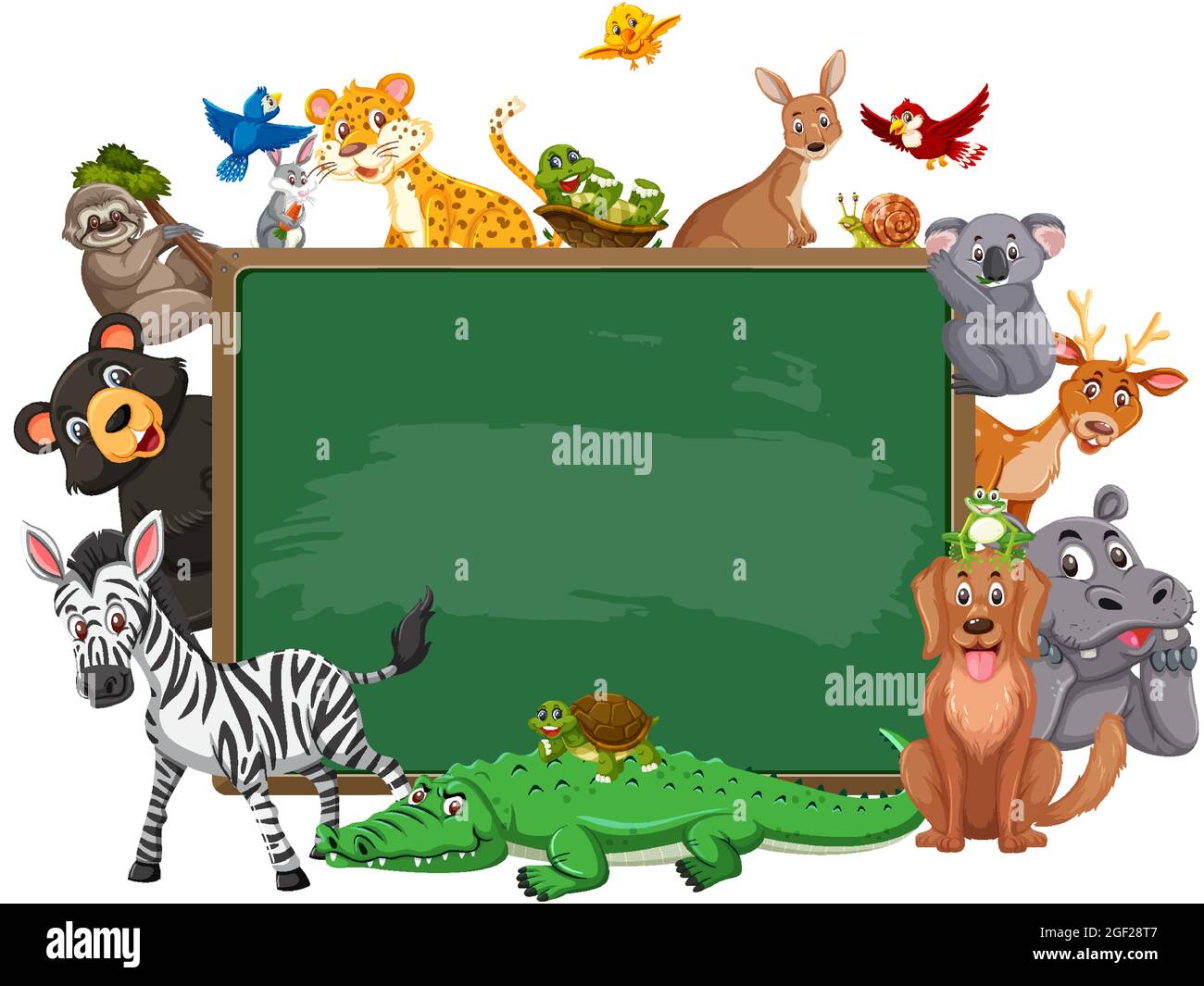 Empty blackboard with various wild animals illustration Stock Vector ...