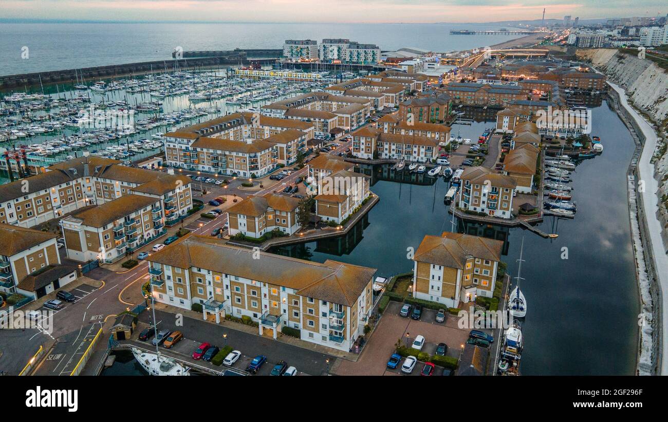 Aerial view of harbour and houses, Brighton and Hove, UK Stock Photo Alamy