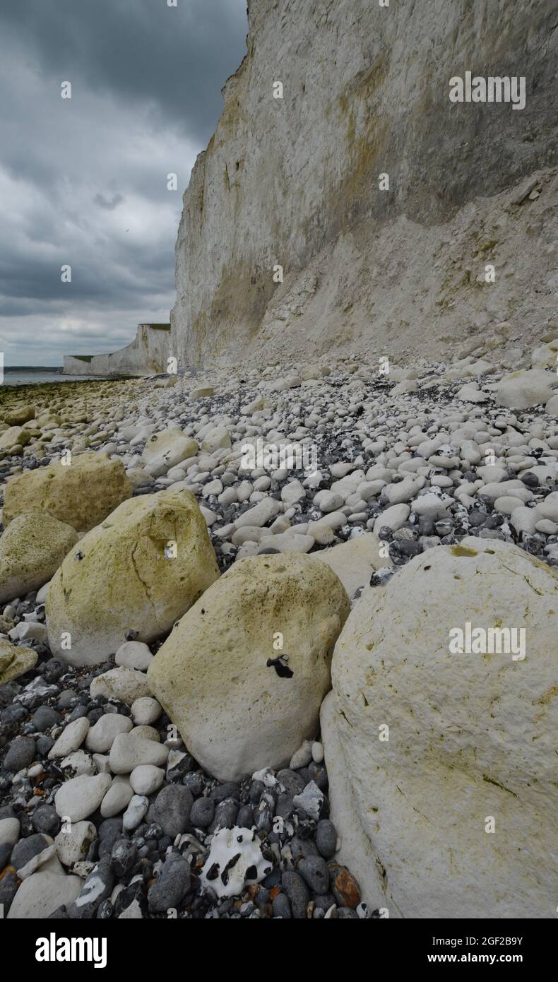 Chalk cliffs at Birling Gap on he Sussex Coast Stock Photo