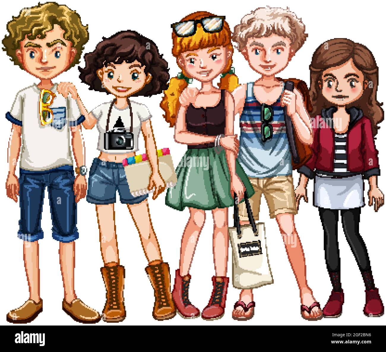 Teenager group in casual costume illustration Stock Vector Image & Art ...