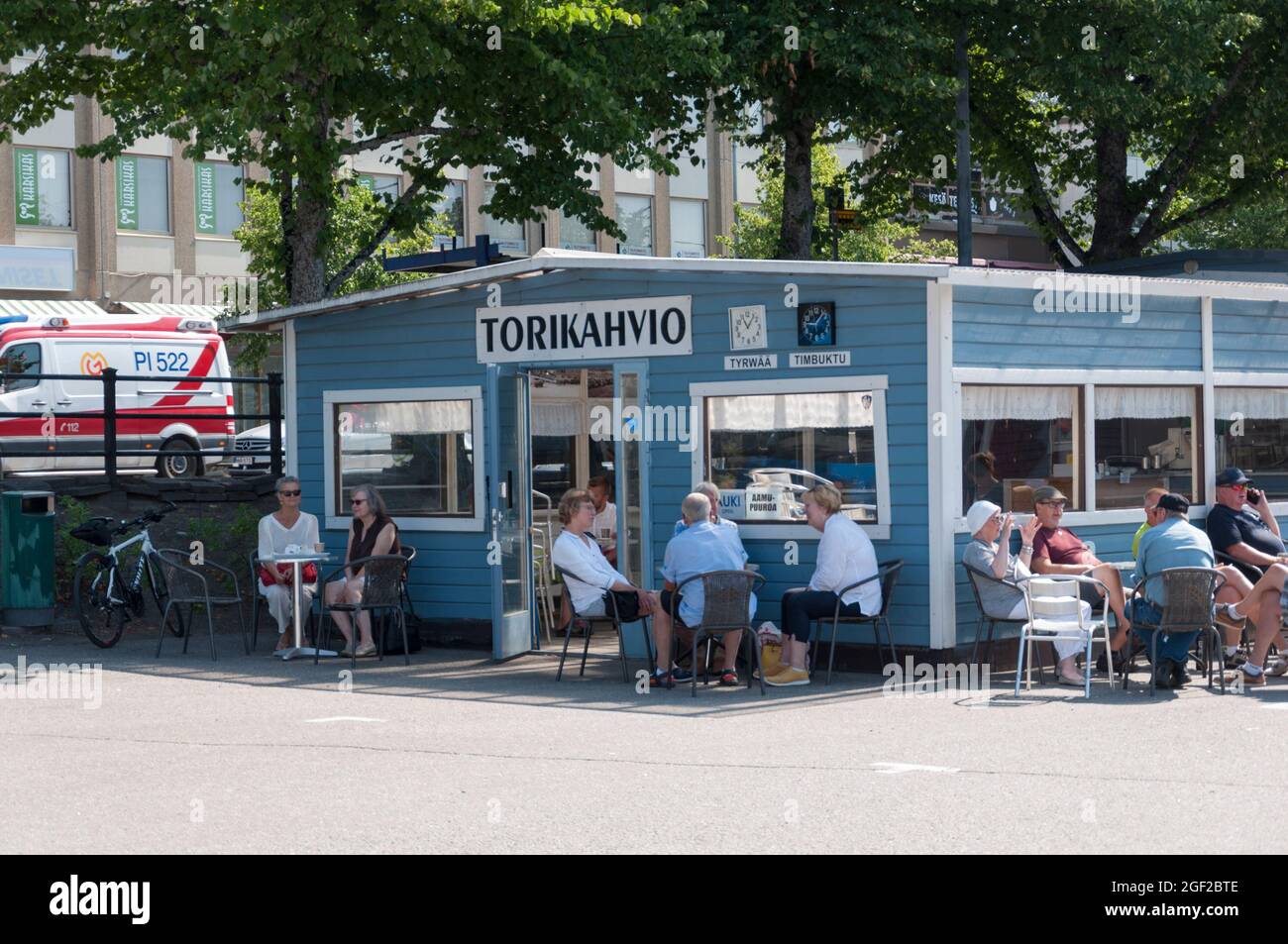 Torikahvio Cafe in the market in Vammala Finland Stock Photo