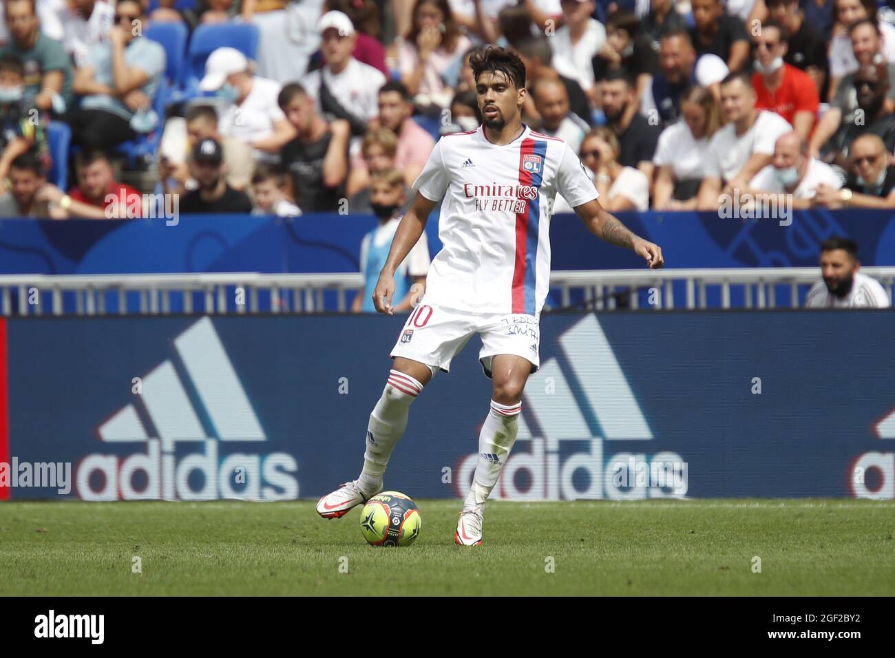 Lucas PAQUETA of Lyon during the French championship Ligue 1 football match  between Olympique Lyonnais and Clermont Foot 63 on August 22, 2021 at  Groupama stadium in Decines-Charpieu near Lyon, France -