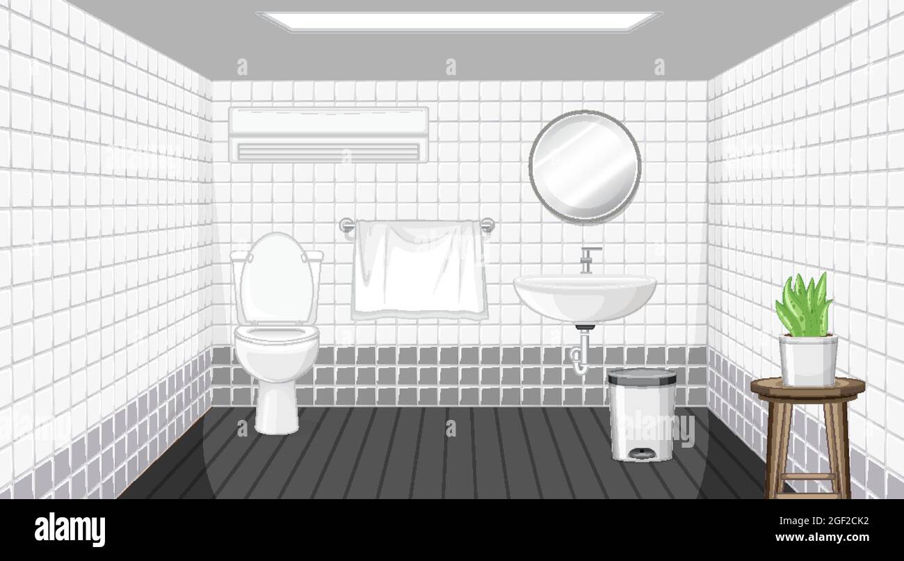 Bathroom interior design with furniture illustration Stock Vector Image ...