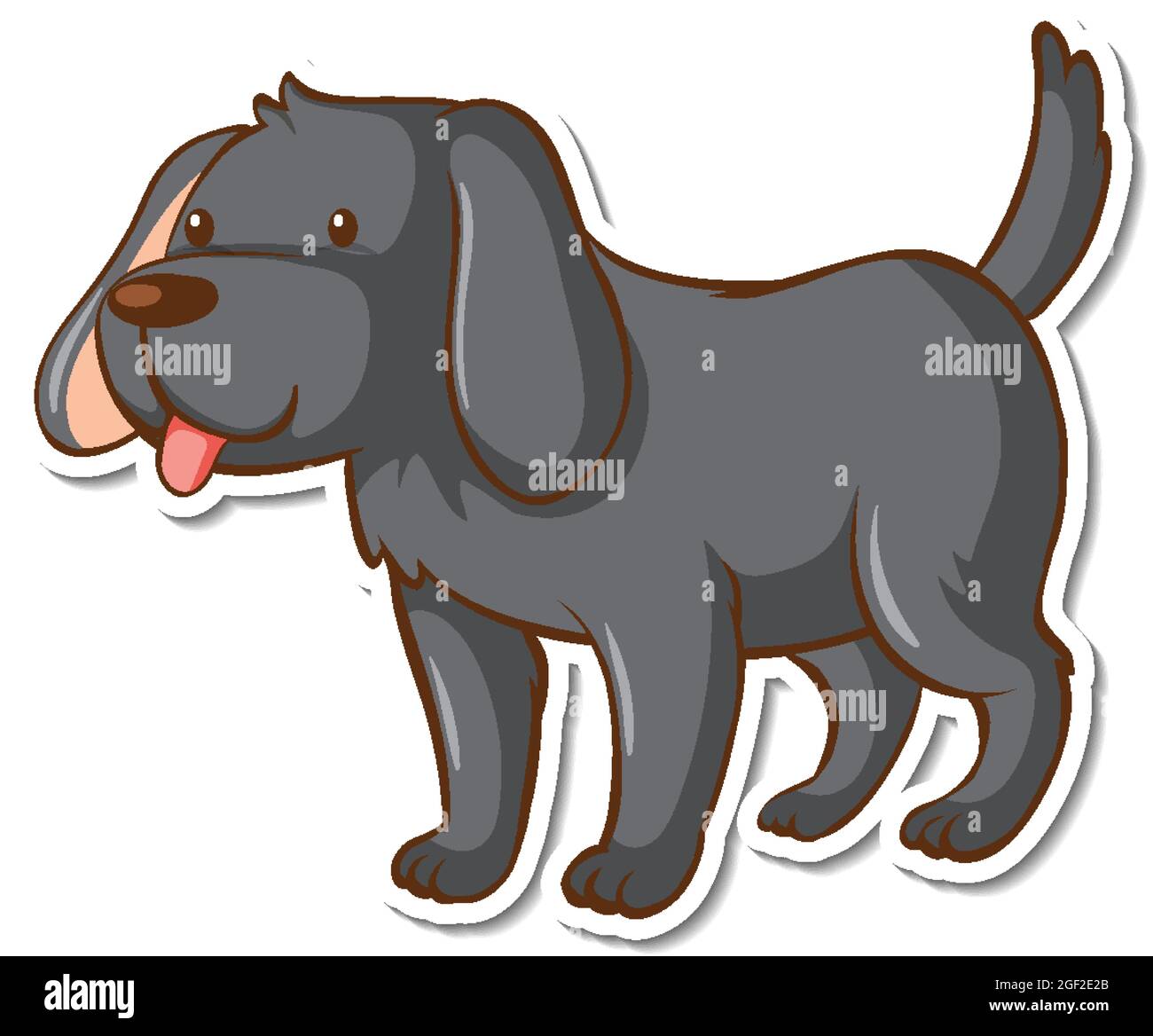 A sticker template with a black dog cartoon character illustration Stock  Vector Image & Art - Alamy