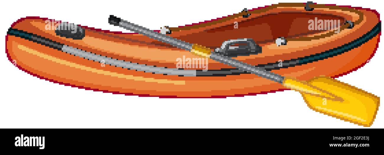 Inflatable boat with oars on white background illustration Stock Vector