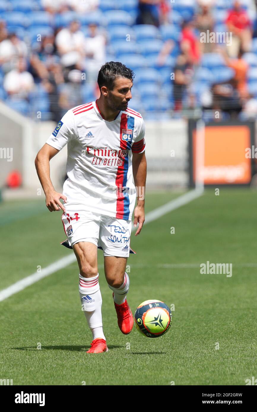 Leo DUBOIS of Lyon during the French championship Ligue 1 football match  between Olympique Lyonnais and Clermont Foot 63 on August 22, 2021 at  Groupama stadium in Decines-Charpieu near Lyon, France -