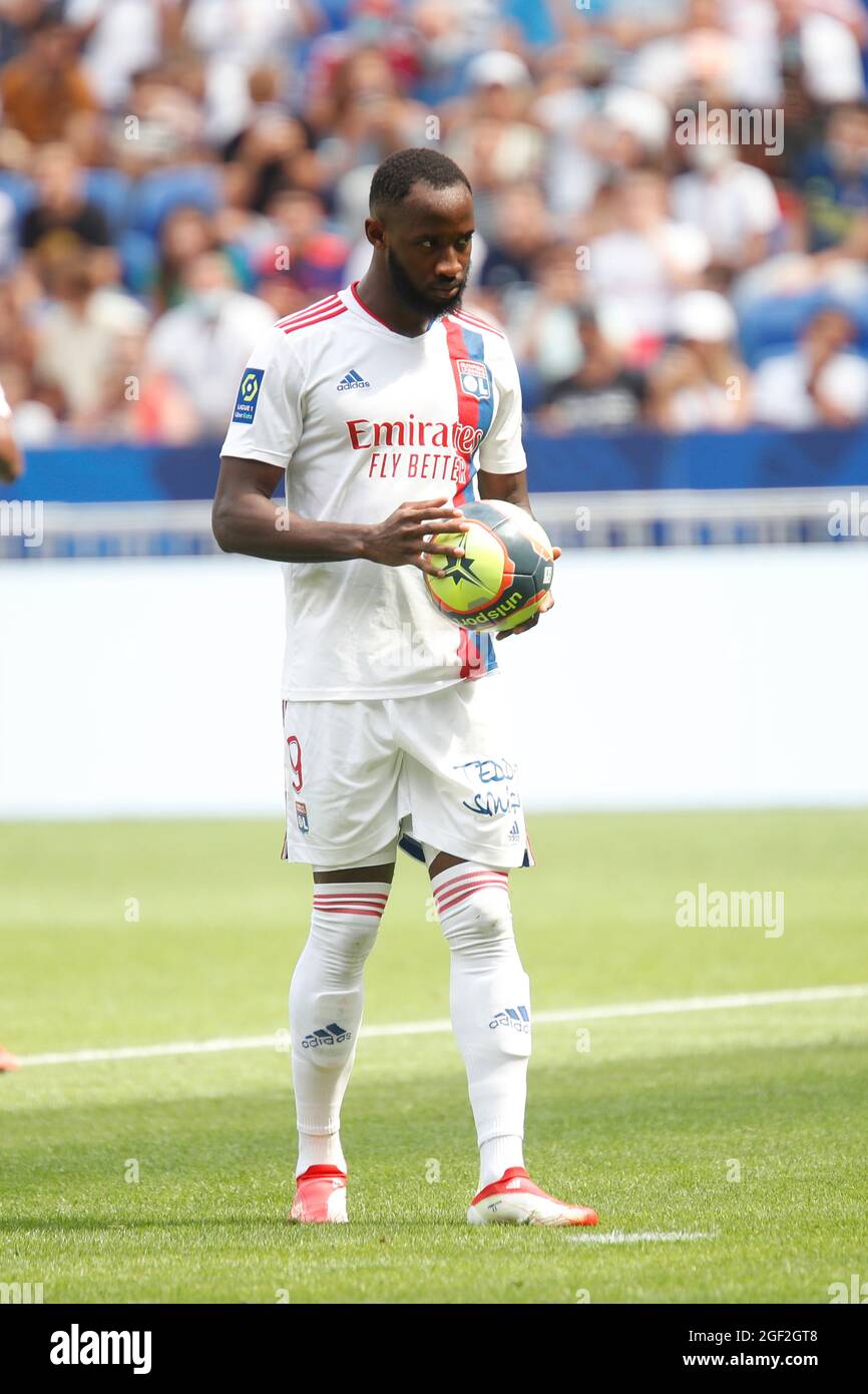 Moussa DEMBELE of Lyon during the French championship Ligue 1 football match between Olympique Lyonnais and Clermont Foot 63 on August 22, 2021 at Groupama stadium in Decines-Charpieu near Lyon, France - Photo Romain Biard / Isports / DPPI Stock Photo
