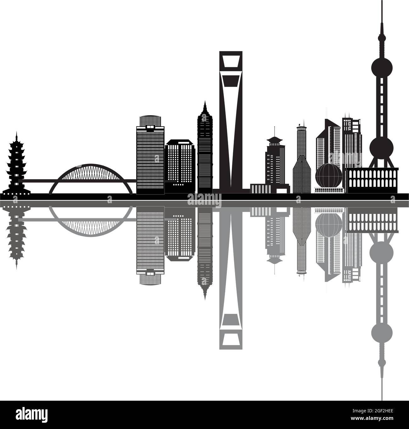 chinese city shanghai skyline Stock Vector