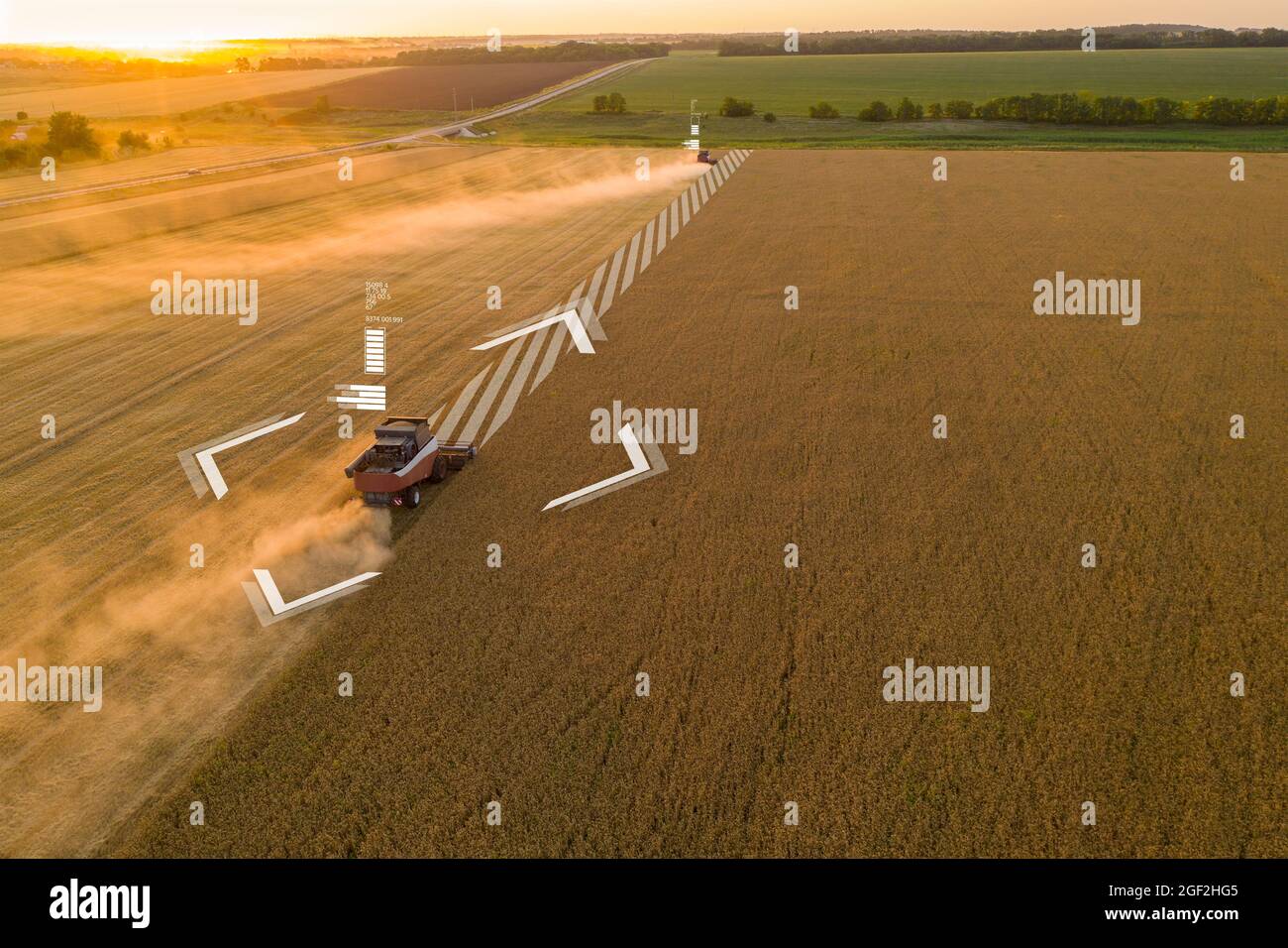 Autonomous harvester on the field. Digital transformation in agriculture Stock Photo