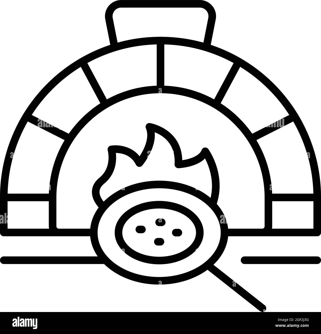 Stove pizza icon outline vector. Oven brick. Stone firewood Stock Vector
