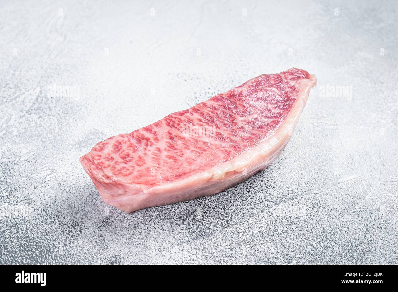 Raw wagyu rump sirloin steak, kobe beef meat. White background. Top view  Stock Photo - Alamy