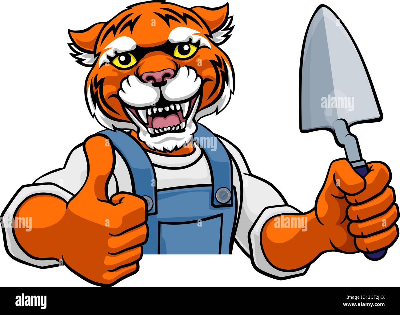 Tiger Bricklayer Builder Holding Trowel Tool Stock Vector