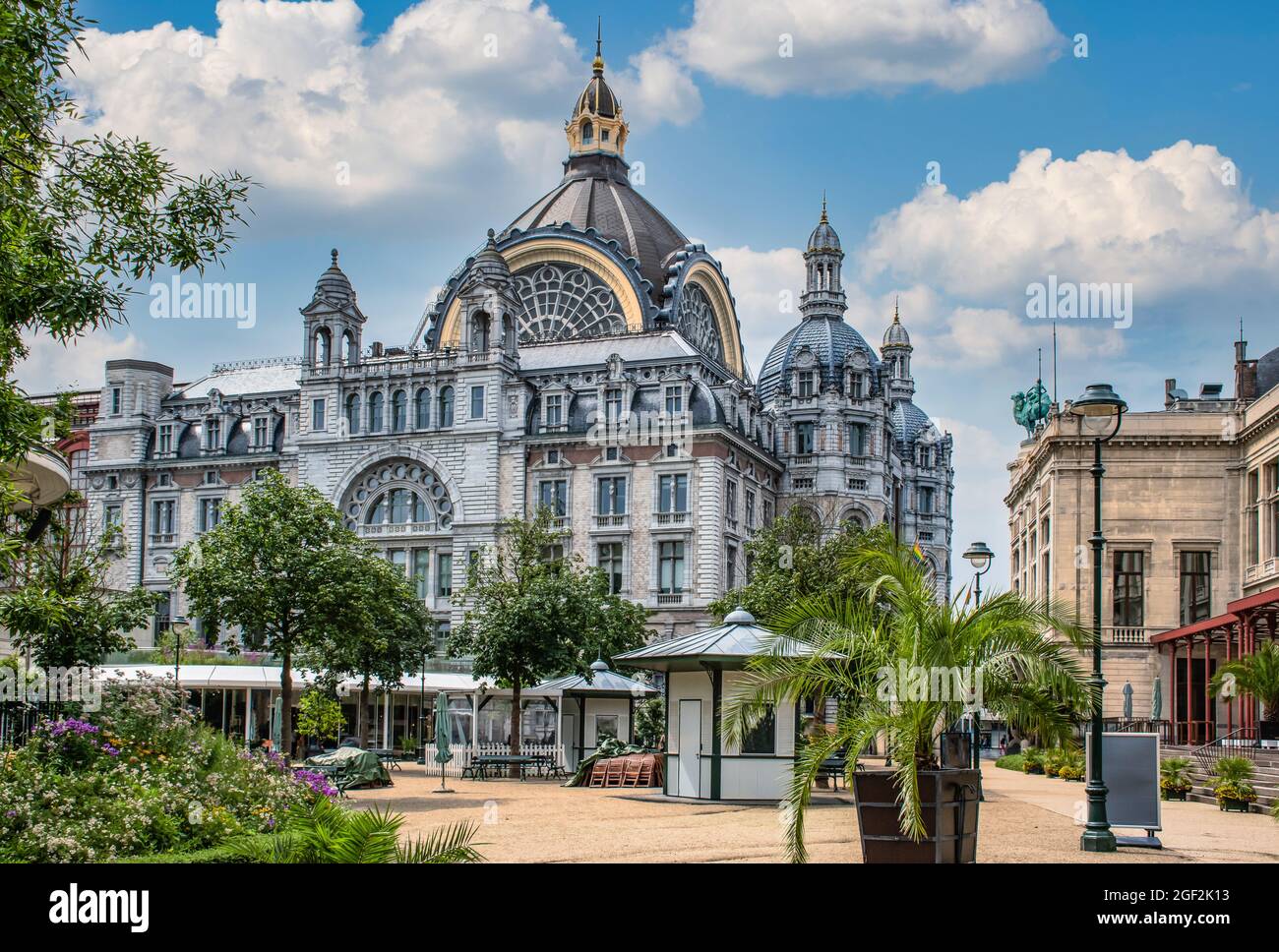 Beautiful and impressive building of Antwerp Central station. Stock Photo