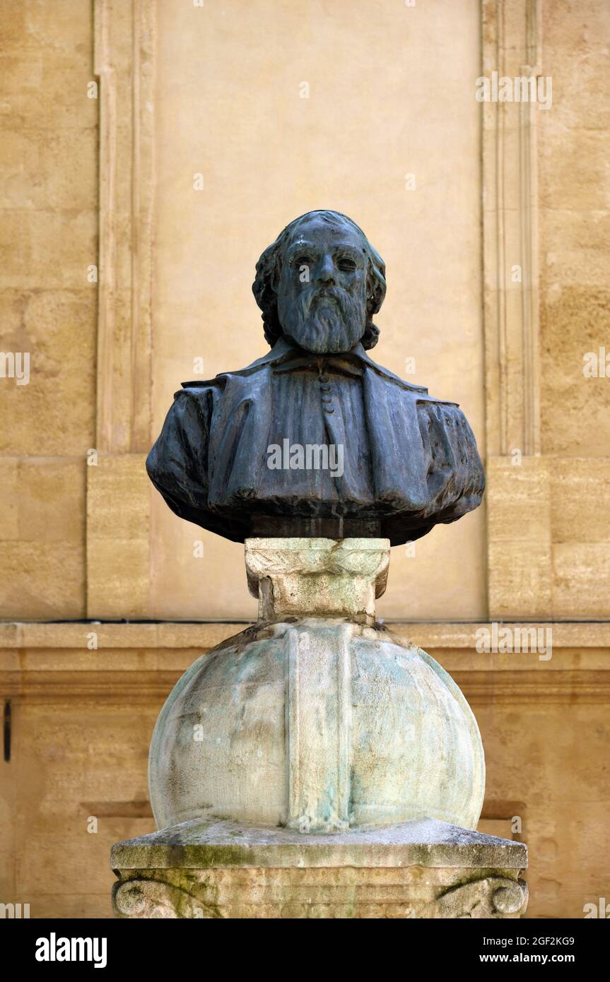 Bust, Portrait, Sculpture or Statue of Nicolas-Claude Fabri de Peiresc (1580-1637) French Astronomer, Savant & Antiquary Aix-en-Provence  France Stock Photo