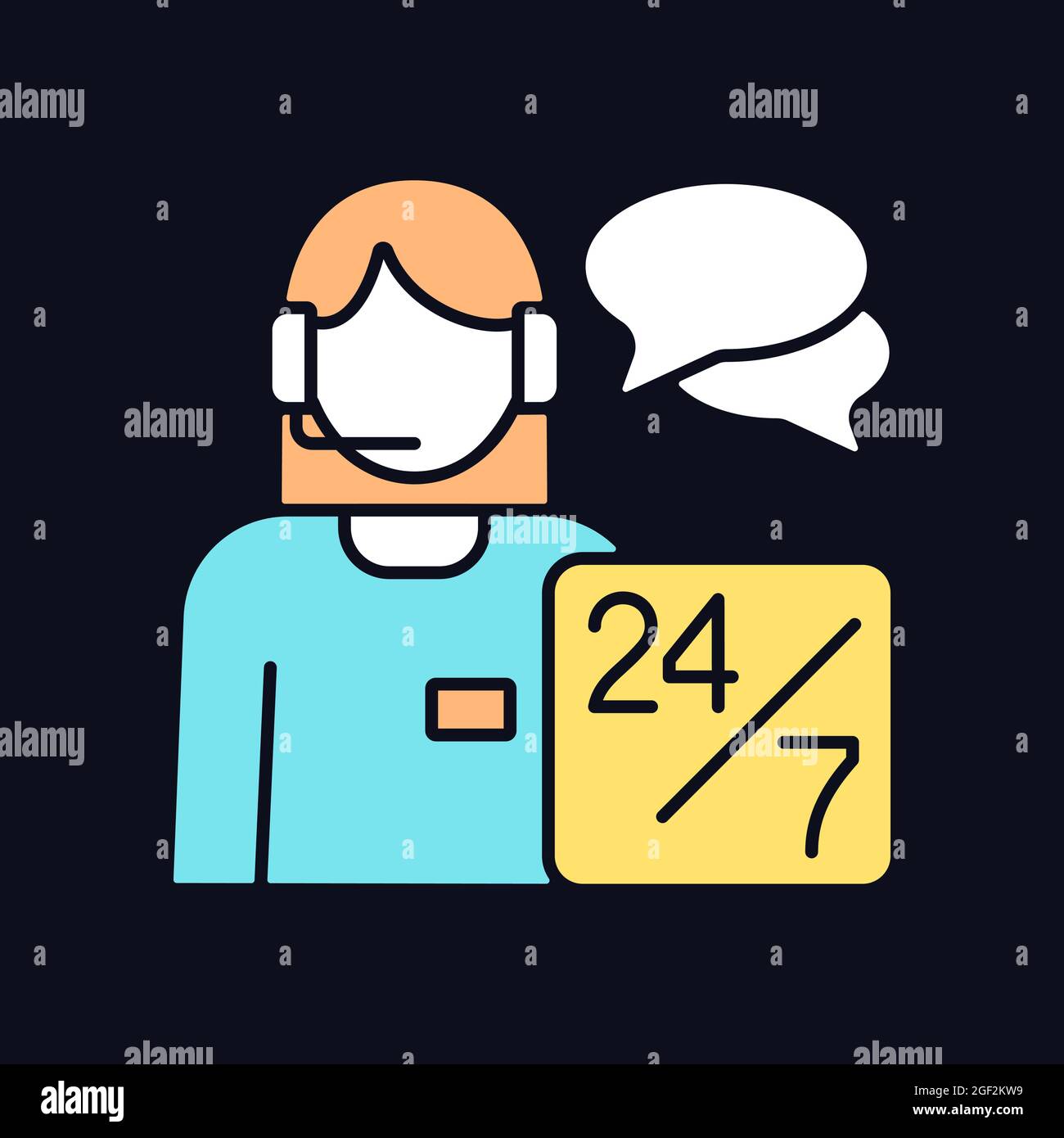 Customer support RGB color icon for dark theme Stock Vector