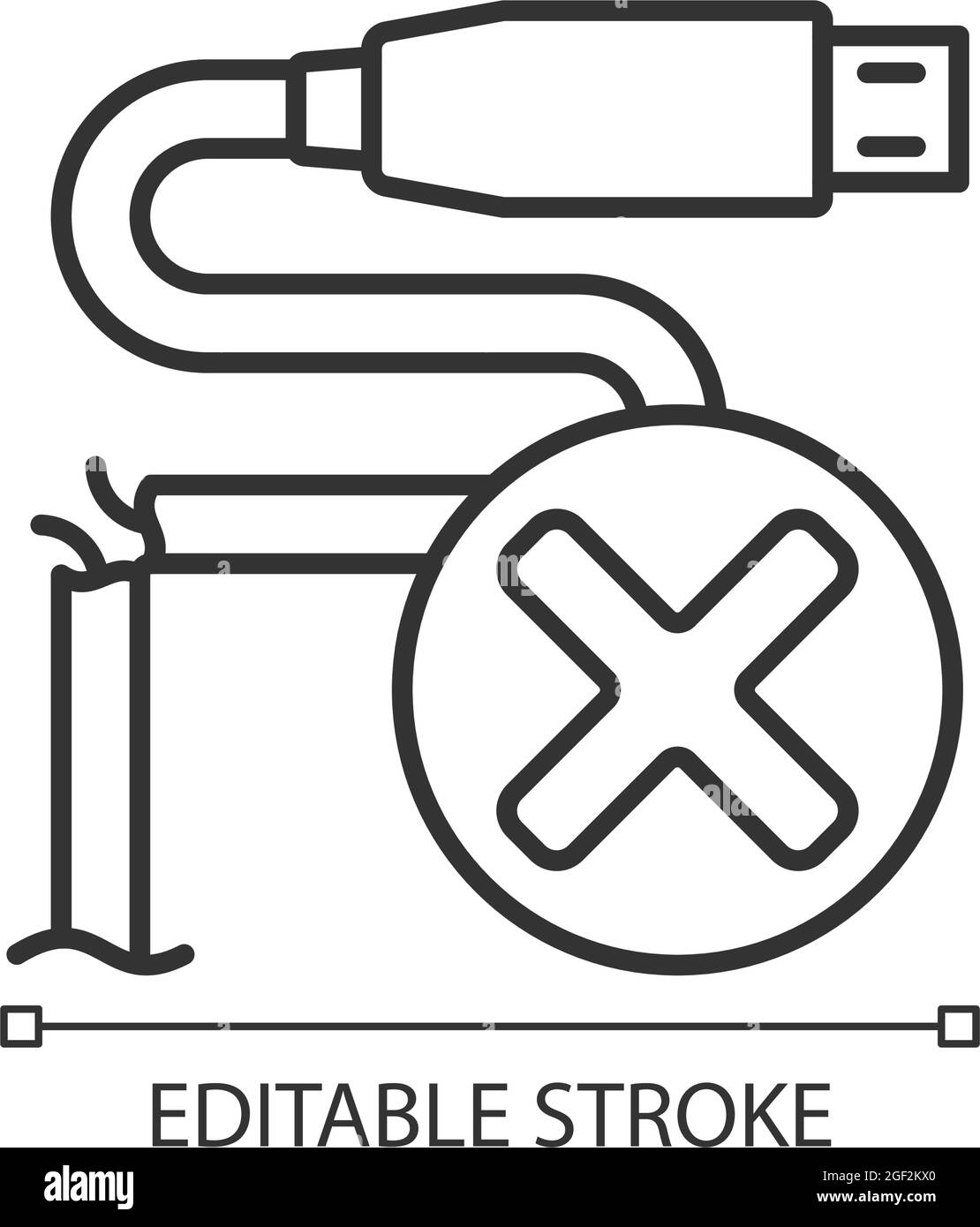 Dont use cracked cable linear manual label icon Stock Vector Image ...