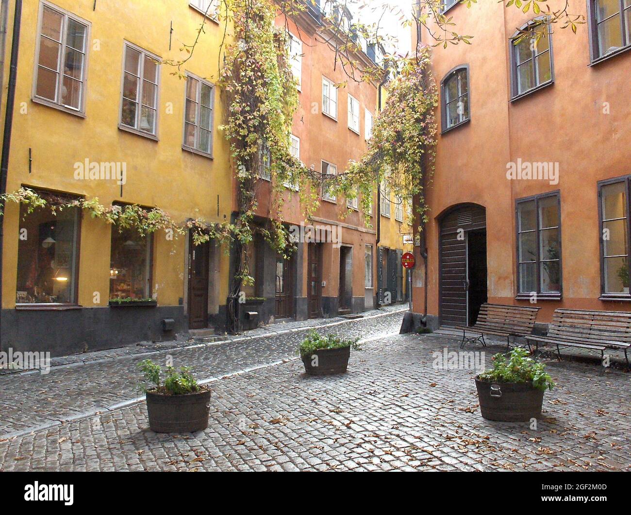 The small triangular square called Brända Tomten at Gamla Stan, the medieval center of Stockholm, Sweden. Stock Photo