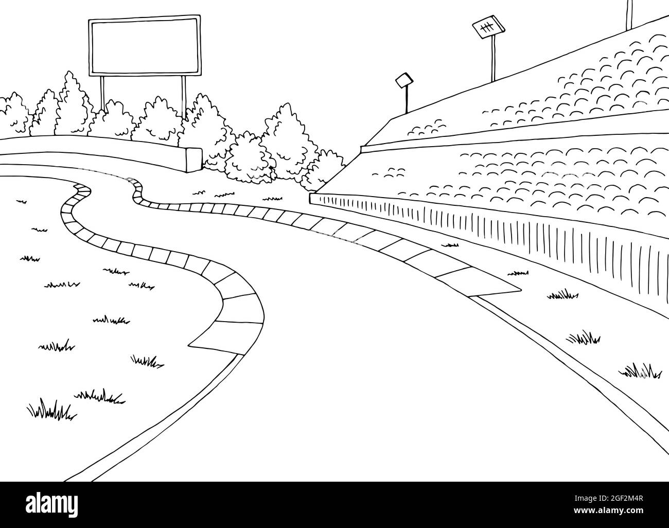 Race track sport graphic black white sketch illustration vector Stock