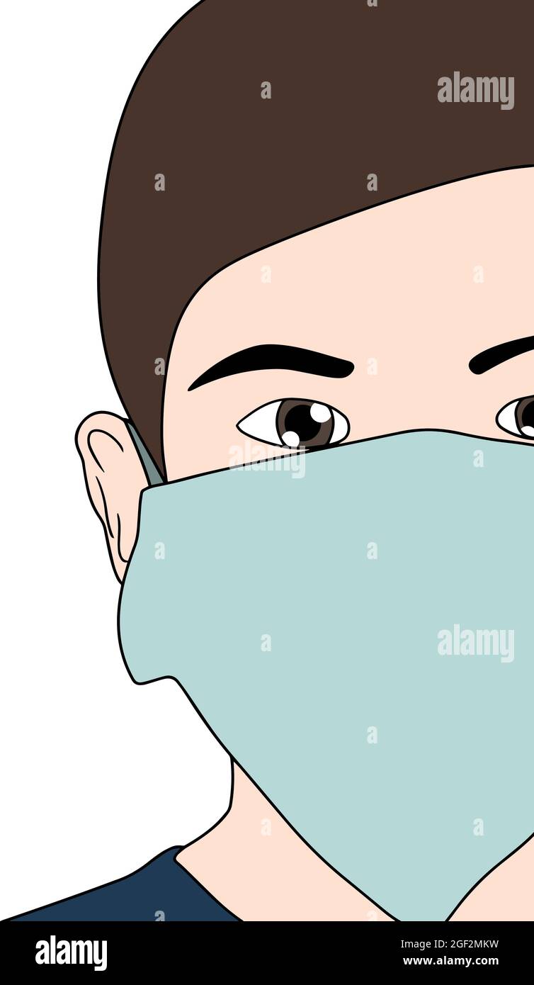Illustration of a boy wearing a mask isolated on a white background ...