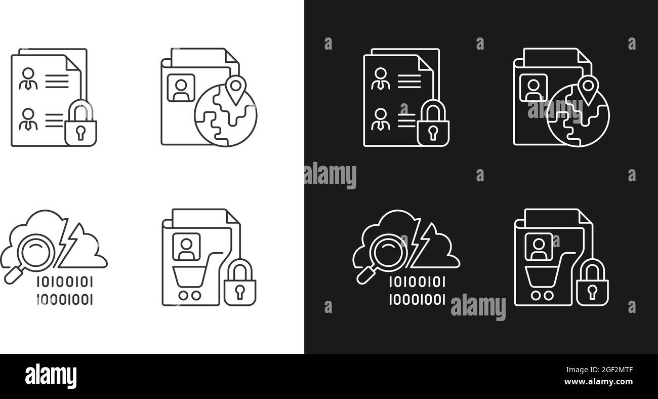 Maintain information security linear icons set for dark and light mode ...