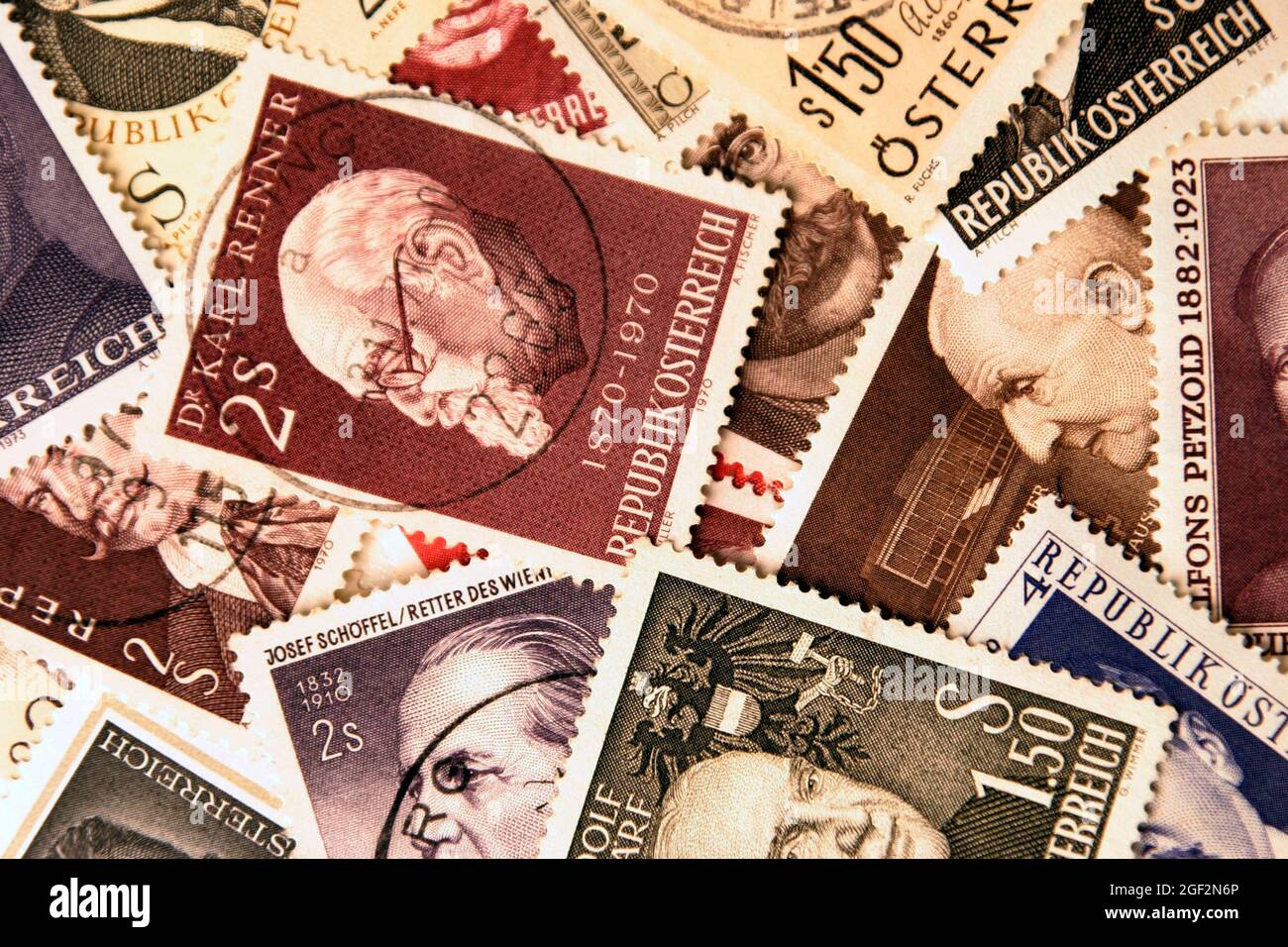 old stamp collection from Austria , Austria Stock Photo