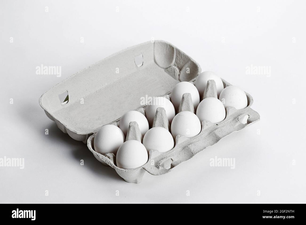 White eggs in an egg box Stock Photo