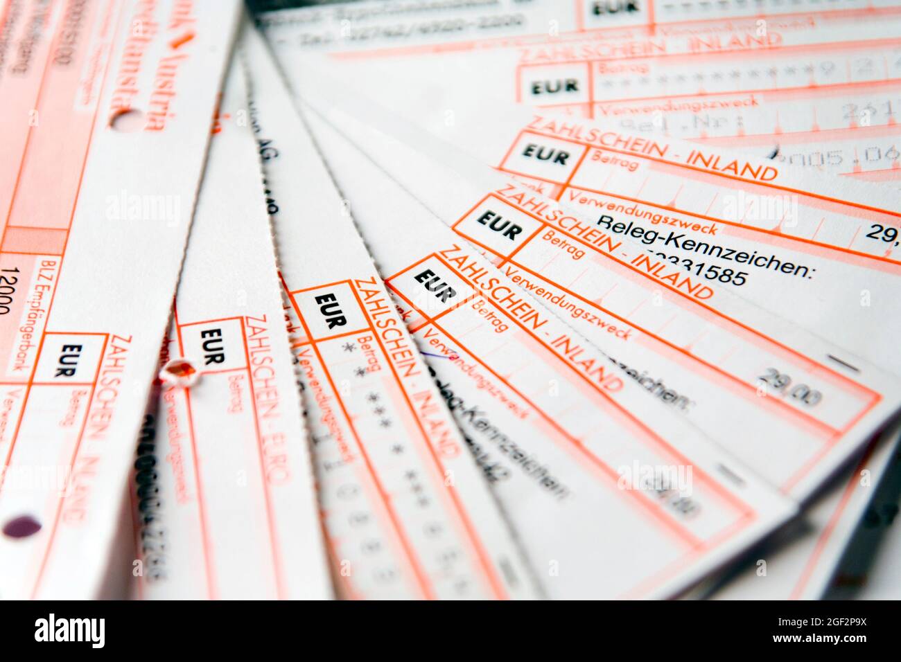 payment slips, Austria Stock Photo