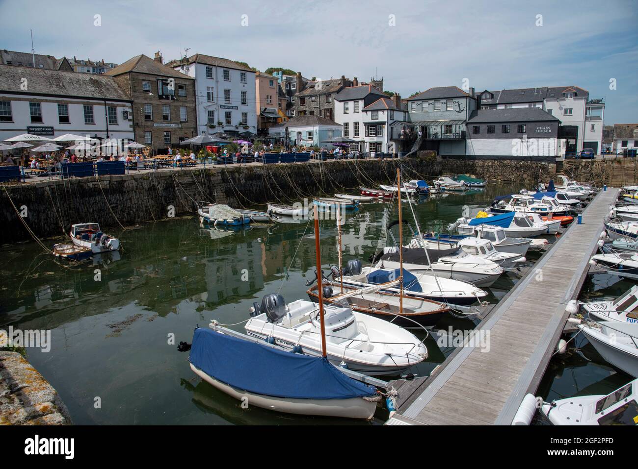Falmouth, Cornwall, England, UK. 2021. Overview of Custom House Quay on