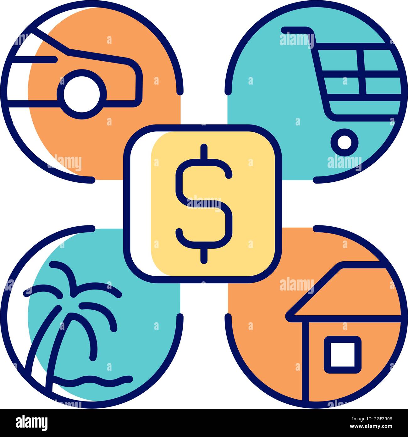 Budgeting RGB color icon Stock Vector